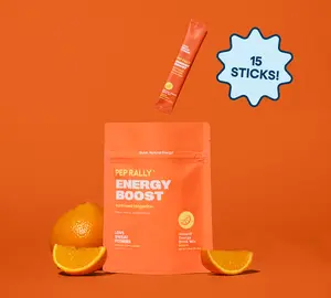 LSF Pep Rally Energy Boost Powder Mix - Sunkissed Tangerine Flavor - 100mg caffeine for More Energy, No Crash