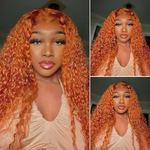 【LIVE SALE】Sunber Hair Ginger Orange Jerry Curly 4x1 Lace Part Human Hair Wig