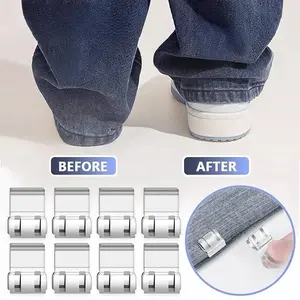 Adjustable Length Button Invisible Hem Clips, 10 Pcs Random Colors Seamless Hidden Discreet Closure Fasteners, Anti-Pant Dragging Edge Clasps, Pants Foot Shortening Fixers, Easy Attachment