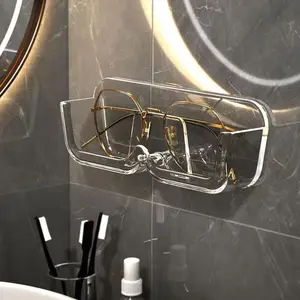 3pack Wall-Mounted Glasses Holder Stand - Adhesive Eyeglasses Organizer for Nightstand, Reading Glasses, and Sunglasses - Clear