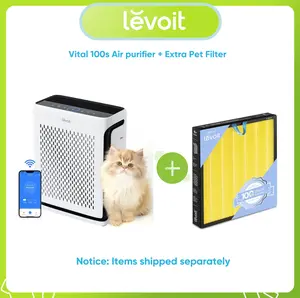 LEVOIT Vital 100S Pet Air Purifier with Additional Specialized Pet Filter for Homes and Large Rooms Up to 1110 Sq Ft, Featuring Light Sensors, Smart WiFi, HEPA, and Sleep Mode for Pet Dander, Allergies, Dust, and Odors - Pet Care Edition
