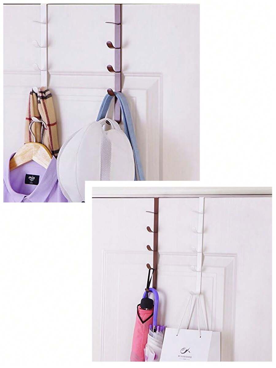 2-Pack 5-Tier Over The Door Hooks – No-Drill Hanging Organizer Rack for Coats, Bags, Towels & Hats, Easy Install Home Storage 🇺🇸 Fast Ship