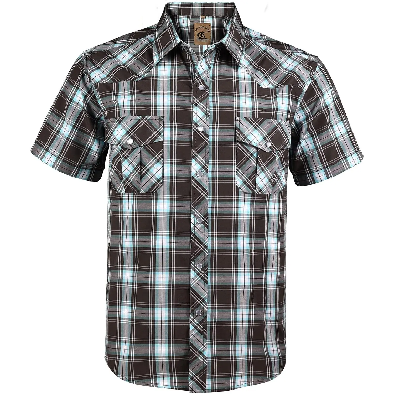 Summer Outfit COEVALS CLUB Summer Vibes Men's Western Cowboy Shirt Pearl Snap Short Sleeve Plaid Work Shirts High-End Fabric Classic Fit Menswear Top Shortsleeve