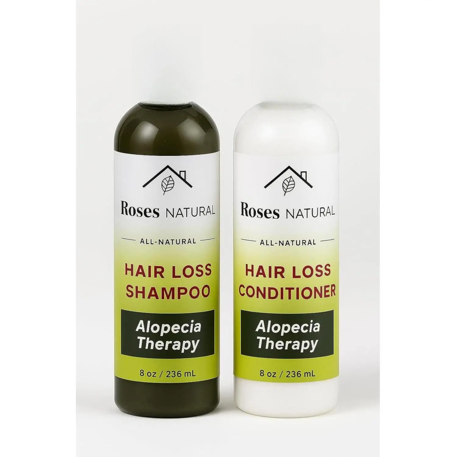 Hair Loss Shampoo & Conditioner Set, Alopecia Therapy Conditioner, 8 oz Each, Plant-based All-Natural Hair Cleanse, African Black Soap Regrowth Shampoo, Anti-Hair Loss, Made in the USA