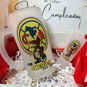 Club America Personalized Gift Box with 16oz Frosted Glass & 3oz Shot Glass - Customized Drinkware Set
