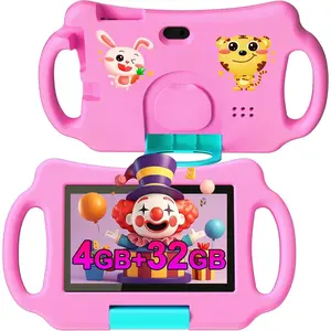 Kids Tablet 7 Inch 3-9 with Protective Case, 4GB (2GB+2GB Expand) RAM 32GB ROM, Toddler Tablets, Andriod Educational Learning Device, Prarent Control, Netflix, YouTube, Aiwawa Apps for Gifts for Gifts(Rose Red)