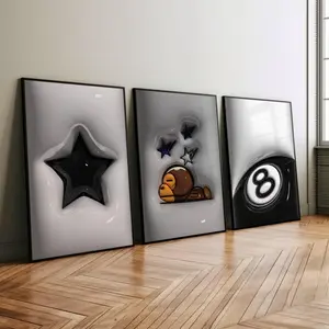 Set of 3 HypeBeast Decor, Cool Wall Art, 3D Wall prints, Urban Street Art