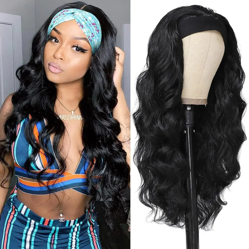 MYLOCKME Body Wave Headband Wig Human Hair For Black Women Easy To Wear Glueless Wig Brazilian Virgin Body Wave Human Hair Headband wig 180%Density