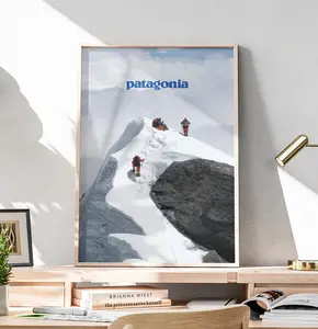 Snowy Trekking Poster - Mountain Lovers Decor - Patagonia Poster Decor