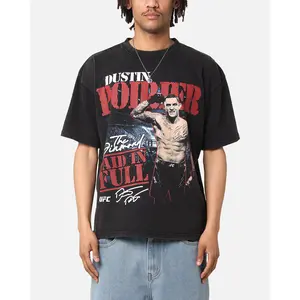 UFC By Culture Kings Dustin Poirier Paid In Full Vintage T-Shirt Black Acidwash