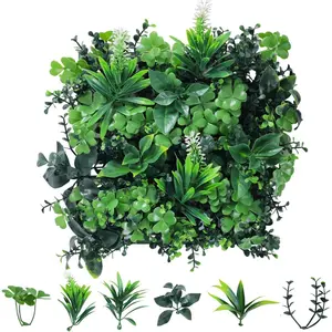 12Pcs 10"x10" Artificial Grass Wall Panels, Privacy Fence Screen Green Decor Backdrop, UV-Anti Fake Hedge Greenery Plant Wall Boxwood Panels Outdoor Indoor Wedding Garden Backyard (White Flowers)