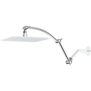 Shower Head Extension Arm, 10/16 Inch Solid Brass, Modern Minimalist Style, Flexible Height & Angle Adjustable Shower Arm Extender, Shower Water Equipment