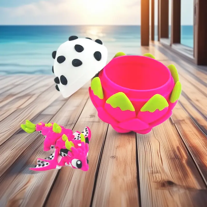 3D Printed Movable Joint Stress Relief Dragon Simulation Fire Dragon Fruit Dragon Egg Toy Trendy Children's Small Flying Dragon Figurine Model