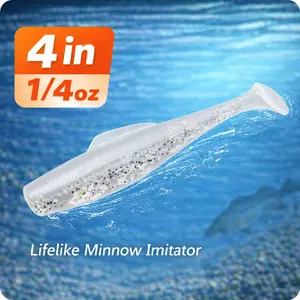 4in Paddle Tail Swimbait Soft Fishing Lures 1/4oz Pearl Minnow Bass Fishing Bait Set 6PCS 8PCS