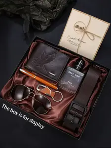Men's Business Fashion Watch Set, Luxurious Includes Watch, Wallet, Sunglasses, Pen, Keychain, Party Wear, Daily Accessories, Trendy Gift Set