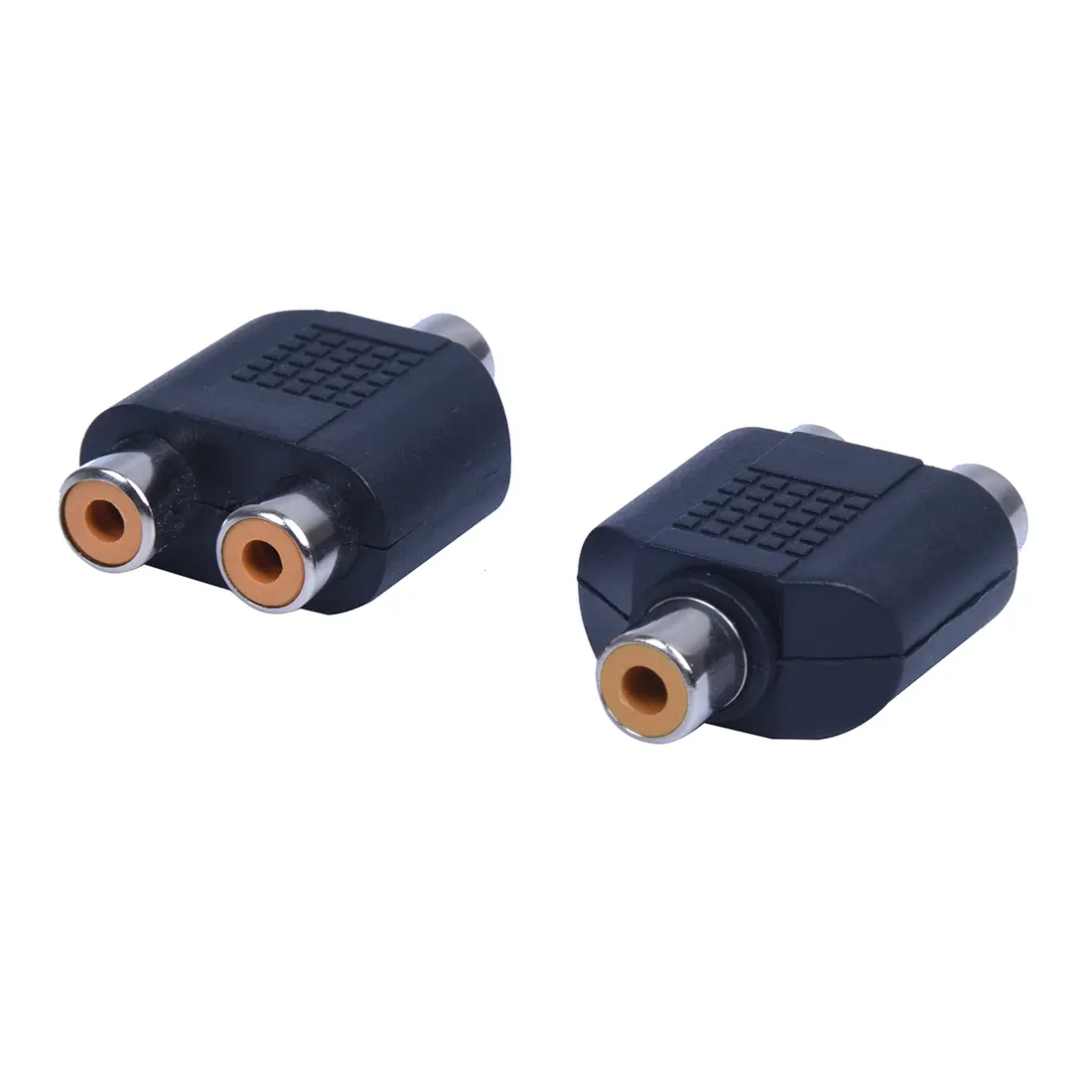 Black RCA Y-Splitter Accessories, 2-Piece Female-to-Female AV Cable Connectors, 1-to-2 Jack Audio Adapter Coupler for Baby Bottle Cleaners (Nursing & Feeding)