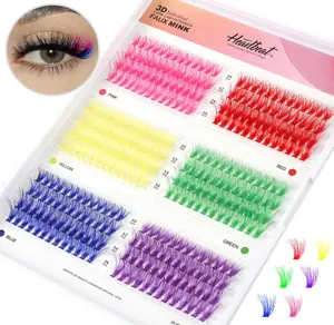 10mm 12mm 14mm 16mm Mixed Faux Mink Lashes DIY Individual Lashes 40D Colorful Fluffy Eyelash Extension(40D-10-16,6 Colors-C Curl)