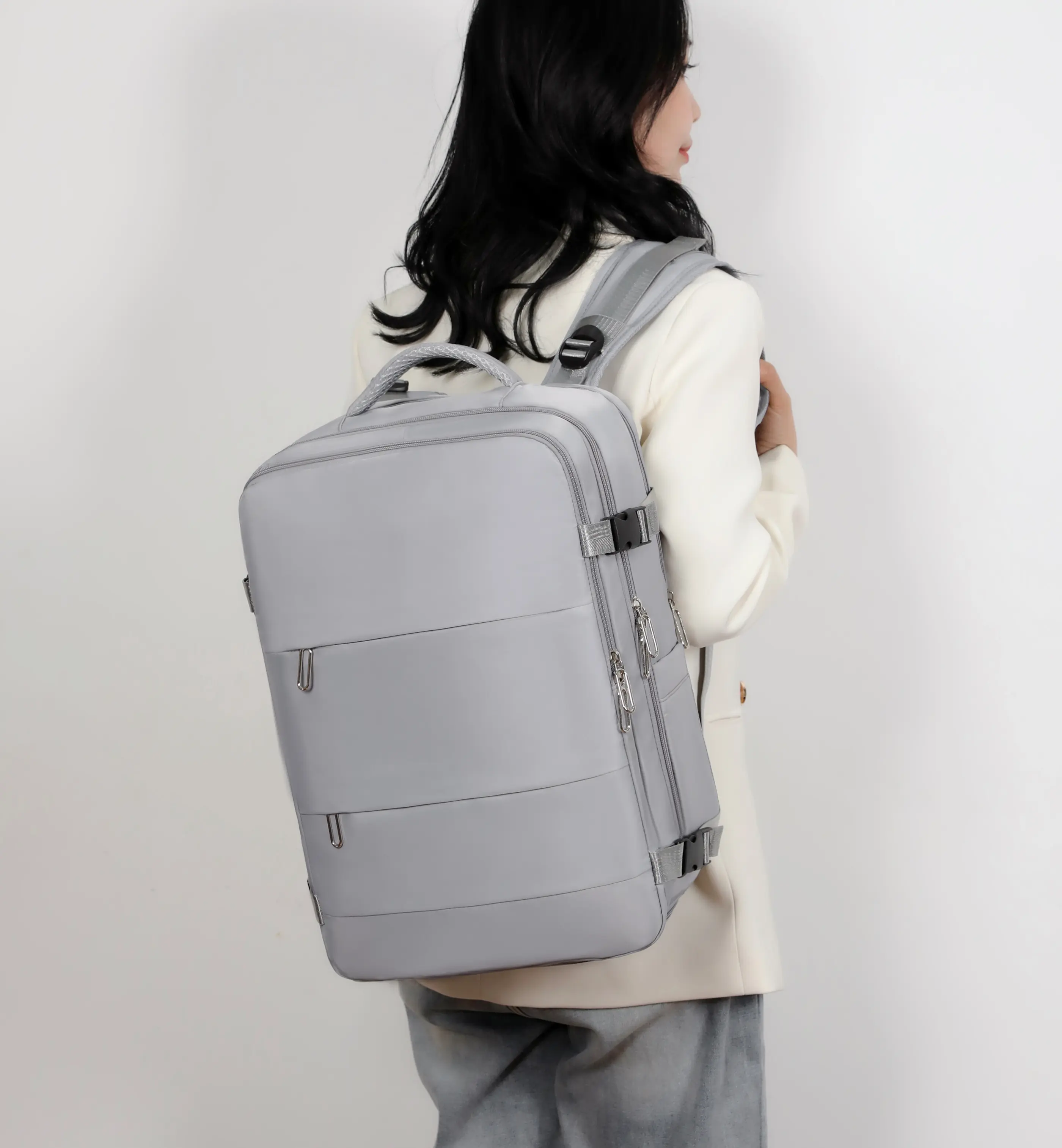 Expandable Laptop Backpack  USB Charging Port, Back to School Large Capacity Backpack,  Carry On Backpack for College Students Travel Zippered