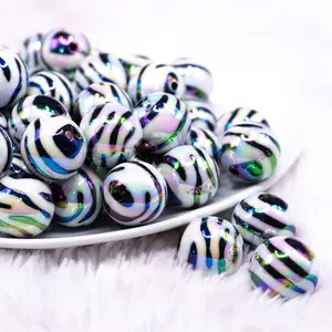 20mm Zebra Animal AB Print Bubblegum Beads