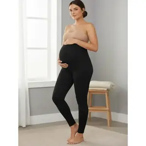 Maternity Solid High Waist Leggings, Casual Comfy Breathable Skinny Pants for Pregnancy & Postpartum, Maternity Bottoms for All Seasons, Prenatal Maternity Clothing(Sheet)
