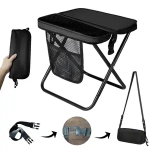 Portable Outdoor Folding Chair with Shoulder Strap - Ultra Light 1.5 lbs, 400lb Max Load, 2 Side Velcro Storage Pockets - Ideal Camping Gift for Her/Him