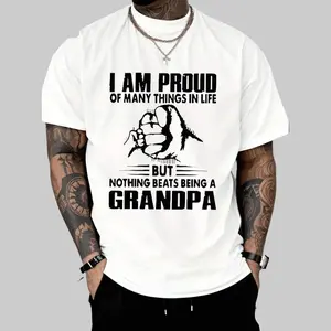 Women's 100% Heavy Cotton Short-Sleeve Crew Neck Round Neck Fit Everyday Casual Graphic T-Shirt - PAYEAH "Proud Of Many Things In Life Nothing Being A Grandpa" Monogrammed, Soft Breathable summerwins,summerwins