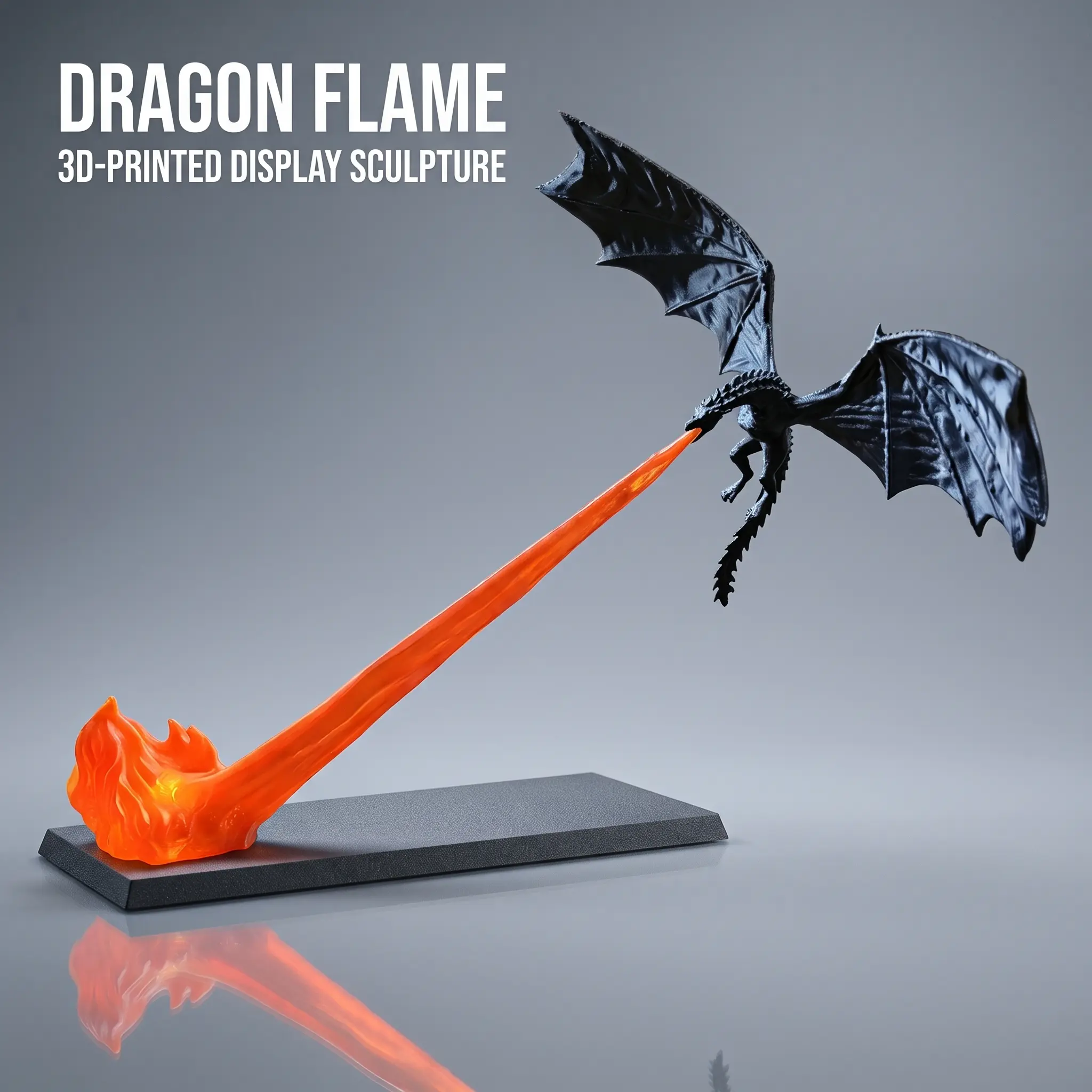 3D Dragon Flame Sculpture Ornament - DecorFigurine Ornaments, 3D Printed Fire BreathingDragon Statue, Suitable for Home, Office Desk,Cabinet, and Computer Desk