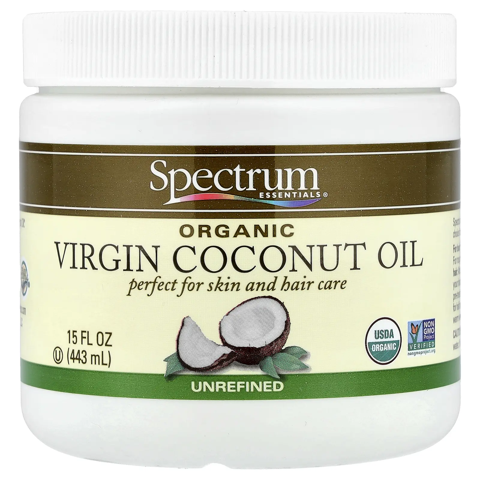 Spectrum Essentials Organic Virgin Coconut Oil, Unrefined , 15 fl oz (443 ml)