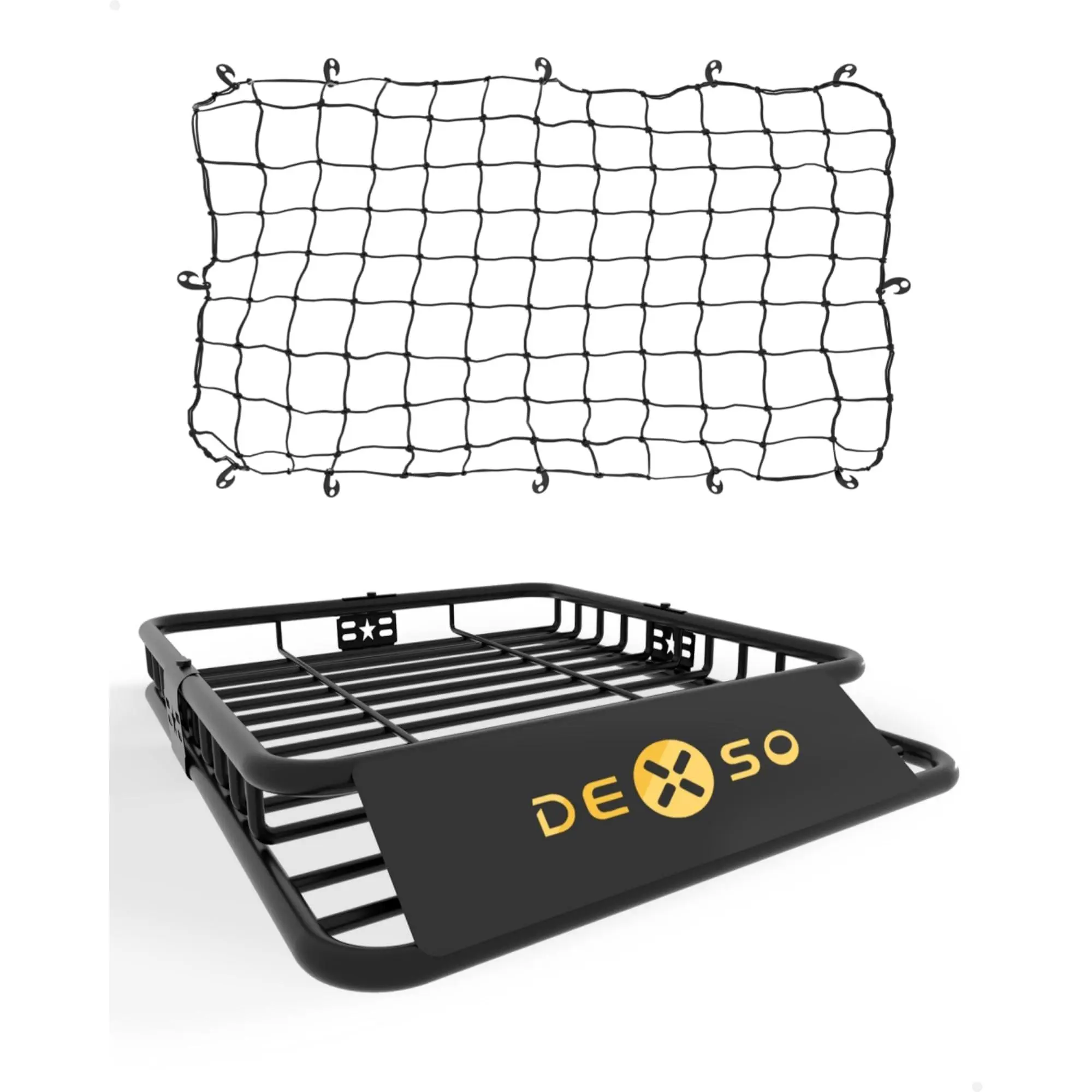 Garvee 46" x 36" Roof Rack Basket, 200 lbs Capacity Universal Rooftop Cargo Carrier with Cargo Net,Heavy Duty Luggage Rac for SUV, Truck, Crossovers