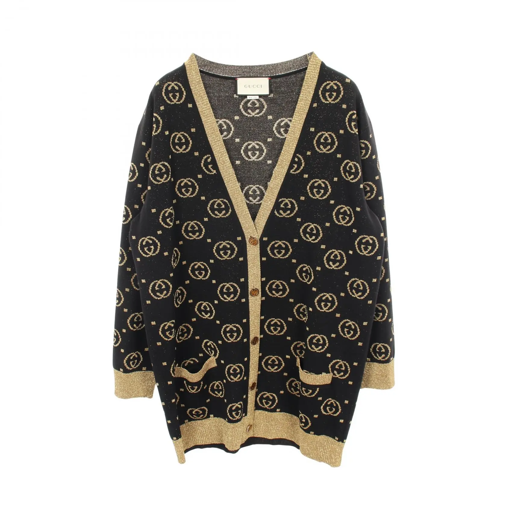 Pre-owned GUCCI Wool Small Leather Goods Interlocking G Cardigan