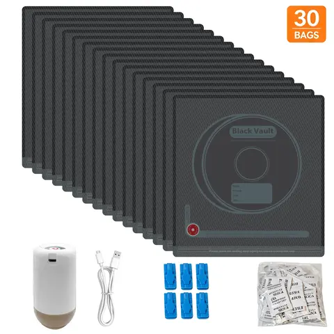 3D Printer Filament Vacuum-Sealing Storage Bags Kit, 3D-Printed Storage Bags Organiser Accessories with 30 Desiccants, Auto Pump, 6 Sealing Clips, Dust-Proof, Humidity-Resistant (12.6*13.38 in)