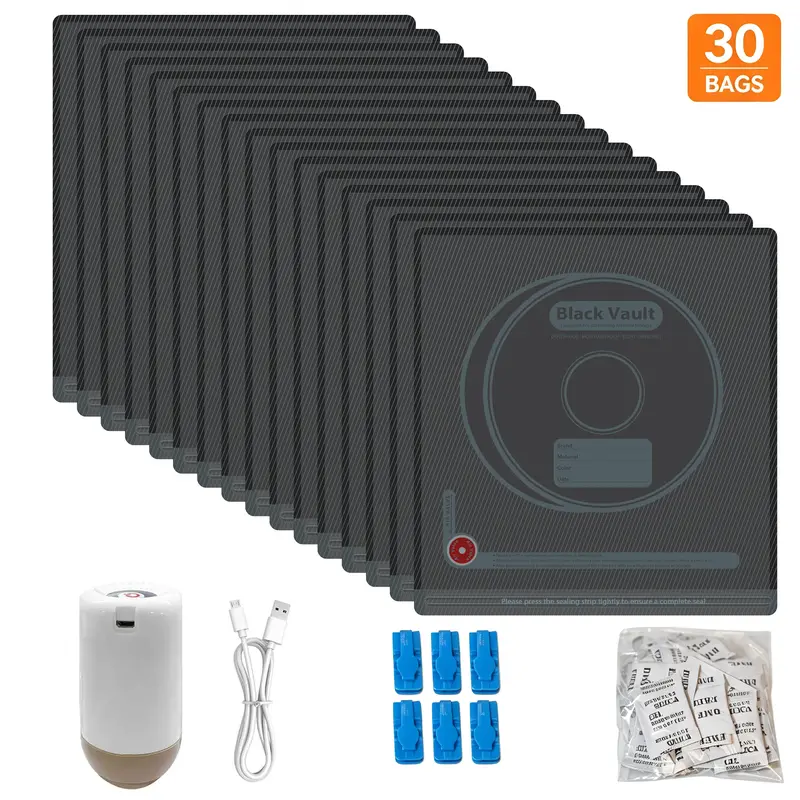 3D Printer Filament Vacuum-Sealing Storage Bags Kit, 3D-Printed Storage Bags Organiser Accessories with 30 Desiccants, Auto Pump, 6 Sealing Clips, Dust-Proof, Humidity-Resistant (12.6*13.38 in)