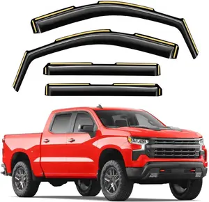 Tint Rebel Premium Smoke Window Visors for 2019-2026 Silverado/Sierra 1500 Crew Cab - Custom Fit, UV-Resistant, Easy Install, All-Weather Protection