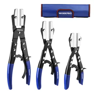WORKPRO 3-Pack Ratcheting Hose Pinch Off Pliers Set, 8", 10", 12" Locking Hose Pinch Pliers Set with Storage Bag - for Radiator, Coolant, Automotive, Fuel Lines