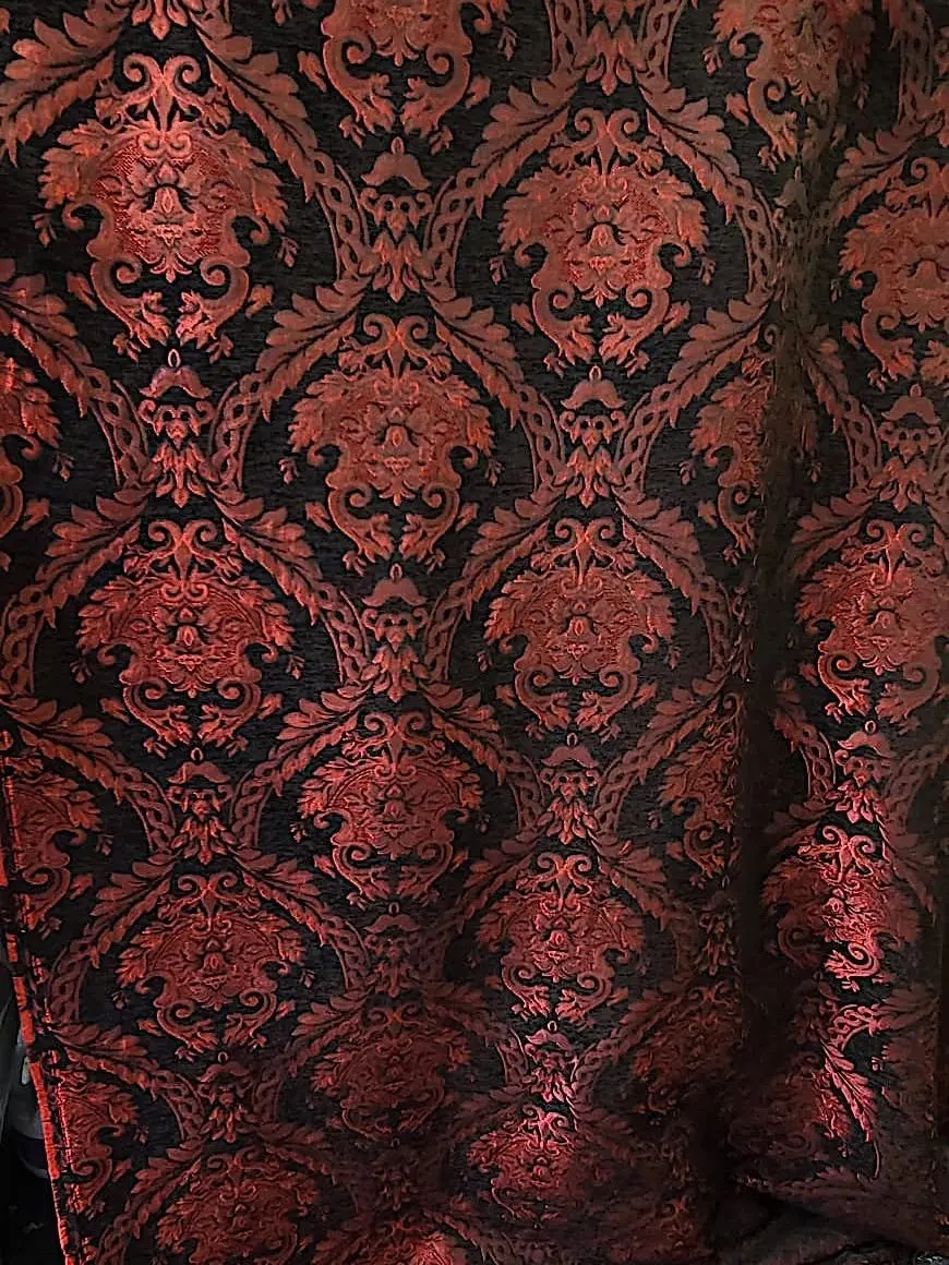 Premium Damask Chenille Upholstery Fabric, Jacquard Baroque Fabric, By the Yard