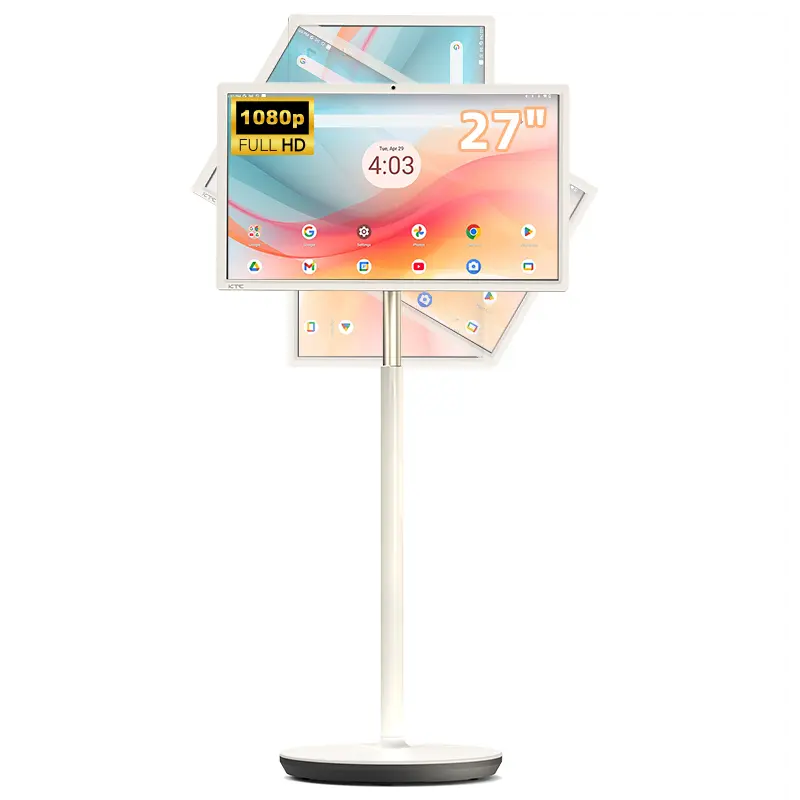 KTC MEGAPAD A27Q7 27" FHD Touchscreen Smart TV - 8GB+128GB, Android 14 Google EDLA Rotatable Smart Monitor, 9500mAh Battery, 8MP Webcam, Type-C Port, Portable Household Large Home Appliance, Smart Hd Screen, Long-Lasting