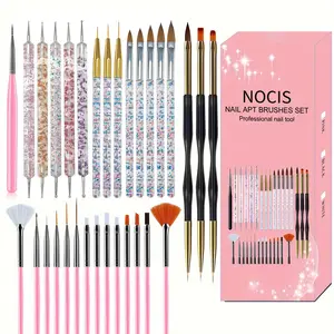 Nail Art Brush Kit Set, 31 Pcs/Box Nail Tip Painting Brushes, 3D Builder Gel Brush and Carving, Dotting and Drawing Pen, Professional Manicure Nail Design Tools for DIY French Manicure, Flower Nails, Home and Salon Use