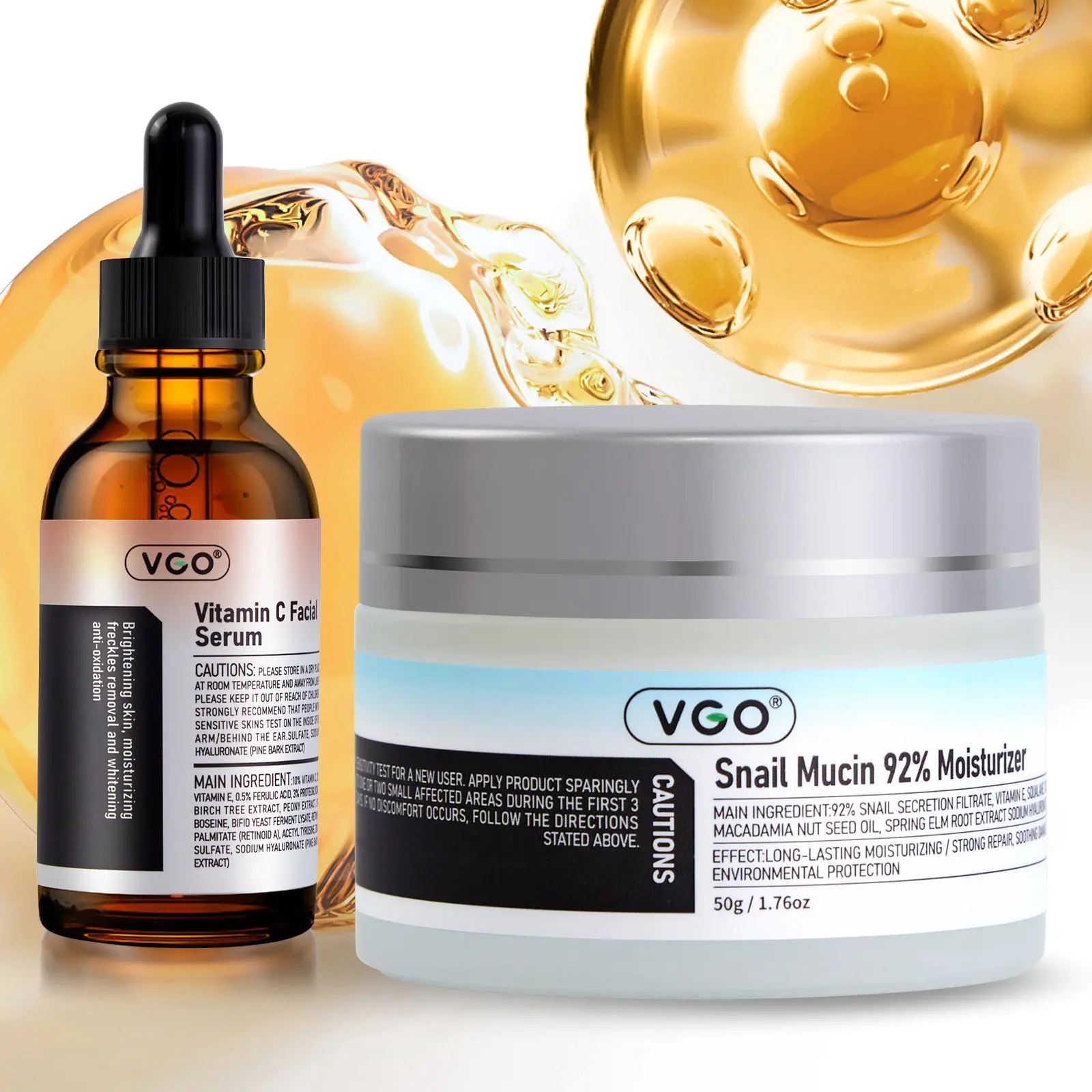 VGO Advanced Snail Mucin 92% Hydrating Gel Cream, Daily Face Moisturizer for All Skin Types, 50g (1.76 oz), Moisturizing