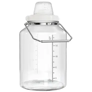 **5 Gallon Airtight Glass Storage Jar with Lid & Handle, Wide Mouth Heavy Duty Glass Container for Pantry Storage, Fermentation & Beverage Dispenser**