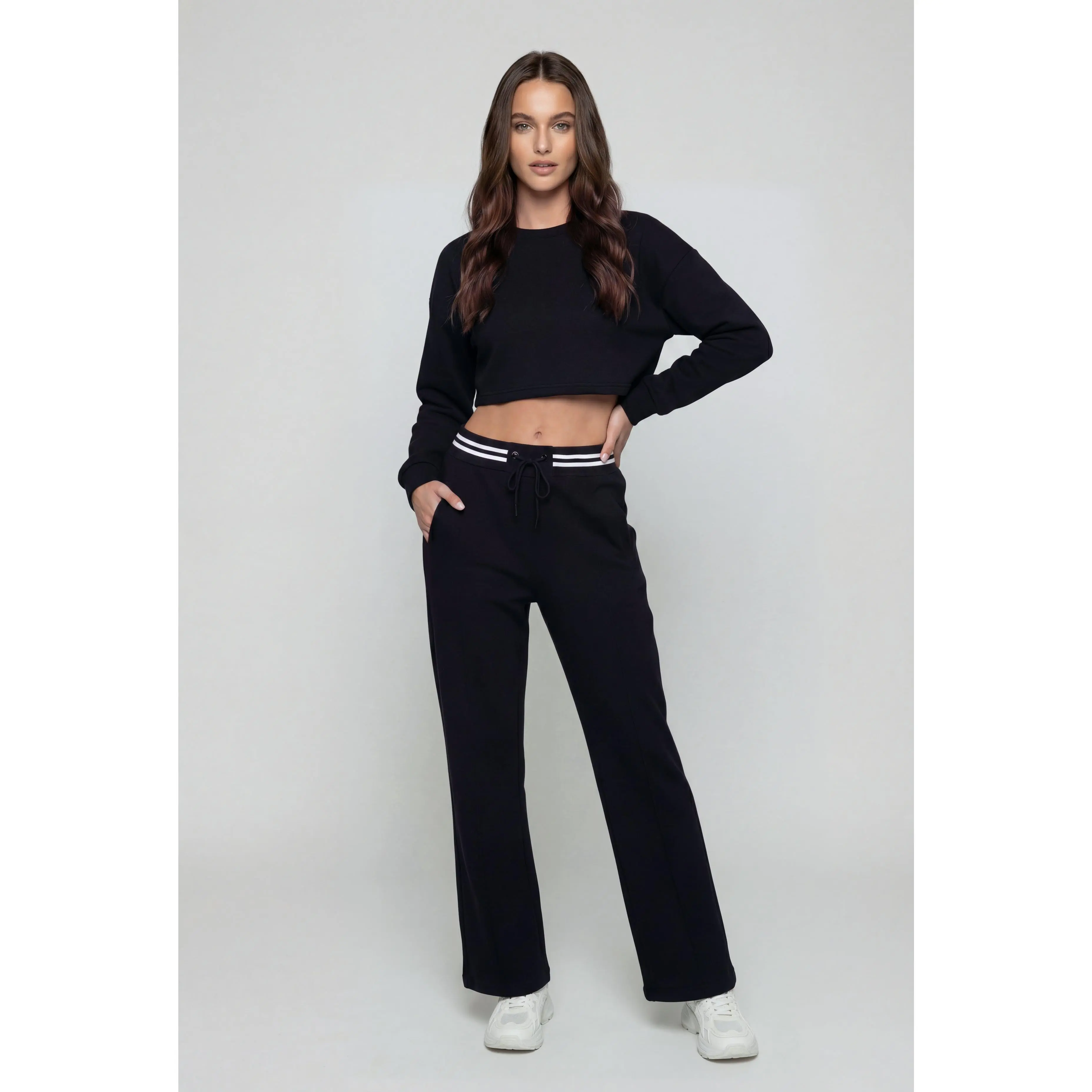 Pintuck Straight-Leg Sweatpants