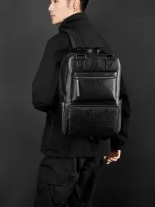 Large Capacity Soft PU Leather Unisex Backpack, Casual Trendy Men's School Bag, Student Shoulder Bag, Fashionable Menswear Accessory, Travel Backpacks, Casual Daypack