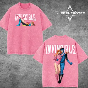 [ superhero tee ] Atom Eve VS Emperor Mark Double-sided T-Shirt, Nolan Mark Grayson Print, Front and Back Print, Superhero Graphic T-Shirt, Classic Round Neck Cotton Material