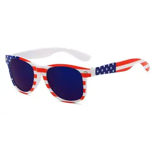 Patriotic USA Star Striped Sunglasses for 4th of July, Red White Blue Square Frame Shades, UV Protection Lightweight Eyewear, Festive Accessory for Independence Day BBQ Parade Beach Holiday Celebration outdoorfun