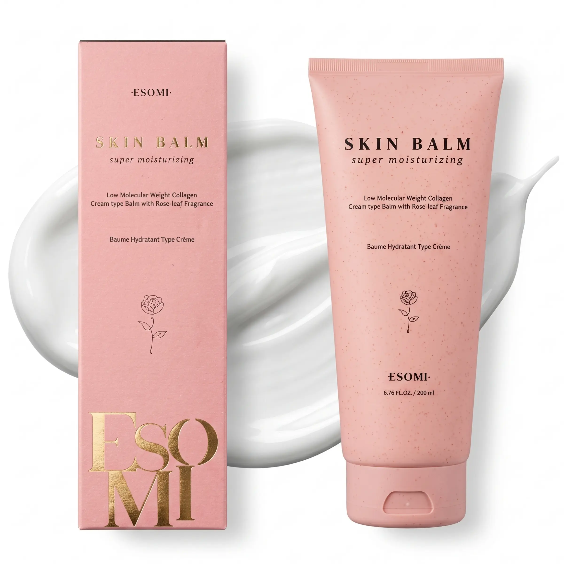 ESOMI Skinbalm-Low Molecular Weight Collagen, Deep Hydration and Gentle Formula with a Soft Rose leaf Scent, Korean Beauty - 200ml / 6.76FL.OZ.