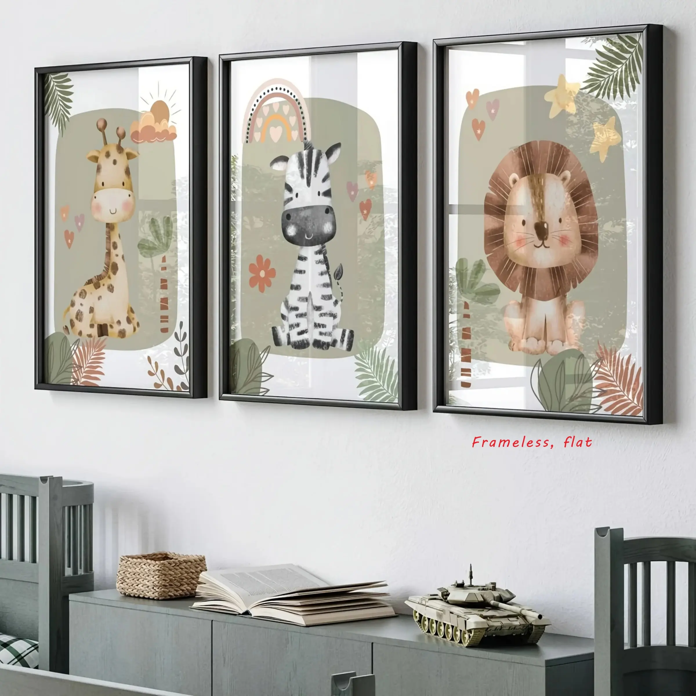 Set of 3: Giraffe, Lion, Zebra Animal Canvas Art, Artwork – Safari-Themed Wall Decor, Kindergarten Posters, Living Room & Nursery Home Decor, High-Definition, Waterproof, Frameless, 5 Designs