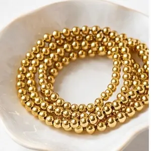 4pcs ,Gold Beaded Bracelet | Waterproof | Stackable Minimalist Jewelry for Women