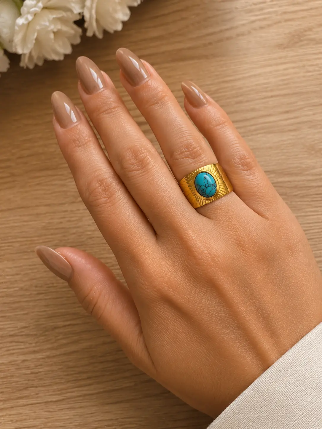 Turquoise Swirl Statement Ring