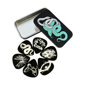 Night Glow Snake Series Guitar Picks, Guitar Pack, Unique Design with Iron Box, Suitable for Jazz & Folk Guitars, Musical Accessories