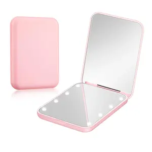 LED Pocket Mirror Travel Mirror with Light 1x/3x Magnification Compact Mirror LED Travel Mirror Lighted Compact Mirror Portable for Handbag, Purse, Pocket, LED Handheld 2 Sided Folding Mirror for Purse Gift