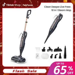 [FebFaves]DEVOAC 10-in-1 Electric Steam Mop with Detachable Handheld Steamer Lightweight for Walls Floors,Tiles Tackles Grease&Sticky Messes,Steam Cleaner For House, Multi-Accessories Portable Cleaning